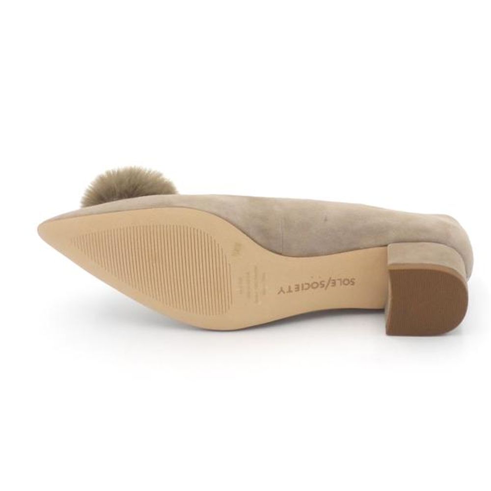 Sole Society Suede Low-Heel Pom Pom Pumps Mirem Porcini - Medium - Picture 5 of 6